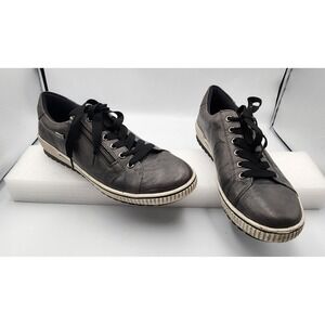 Remonte‎ Women's Gray Leather Lace Up Zipper Accent Comfort Casual Sneakers